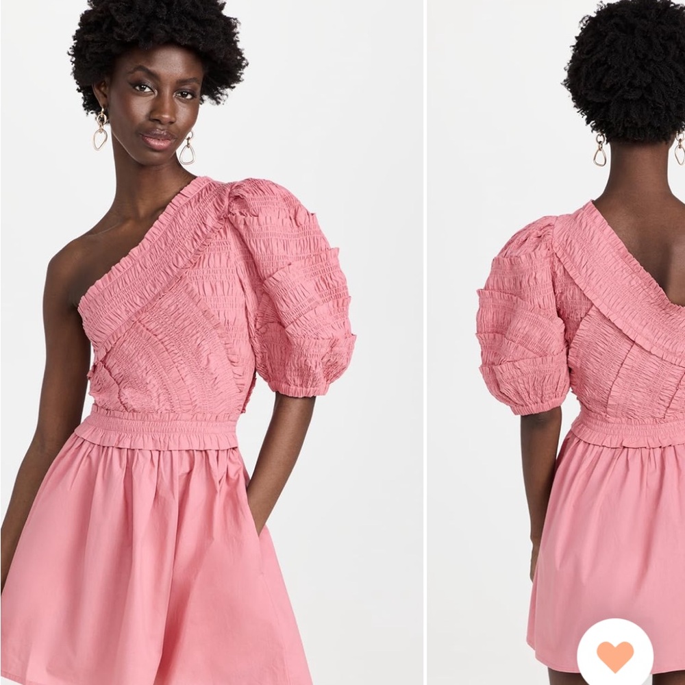 Sea New York One-Shoulder Ruched Midi Dress in Rose